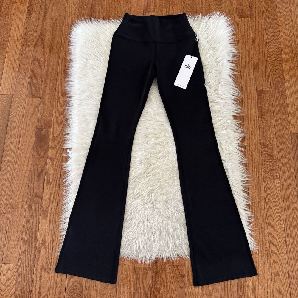 Alo Yoga Airbrush High-Waisted Bootcut Leggings Women’s Small Black Full Length - Picture 6 of 13